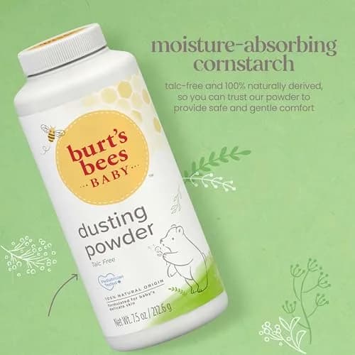 Burt's Bees Baby Dusting Powder, Talc-Free, 7.5 oz (212 g) | 100% Natural Origin Cornstarch Formula thumbnail 3