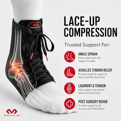 McDavid Adjustable Ankle Brace for Women Men | Sprain Support & Recovery, Lace Up, Black, XL thumbnail 2