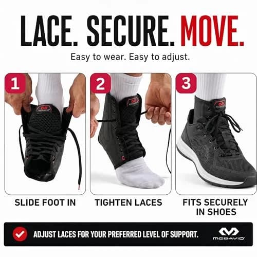 McDavid Adjustable Ankle Brace for Women Men | Sprain Support & Recovery, Lace Up, Black, XL thumbnail 3