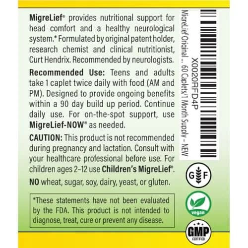 MigreLief Original Triple Therapy with Puracol 60 Caplets | Nutritional Support for Migraine Relief thumbnail 4