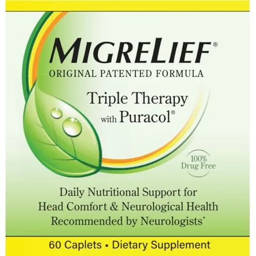 MigreLief Original Triple Therapy with Puracol 60 Caplets | Nutritional Support for Migraine Relief thumbnail 2