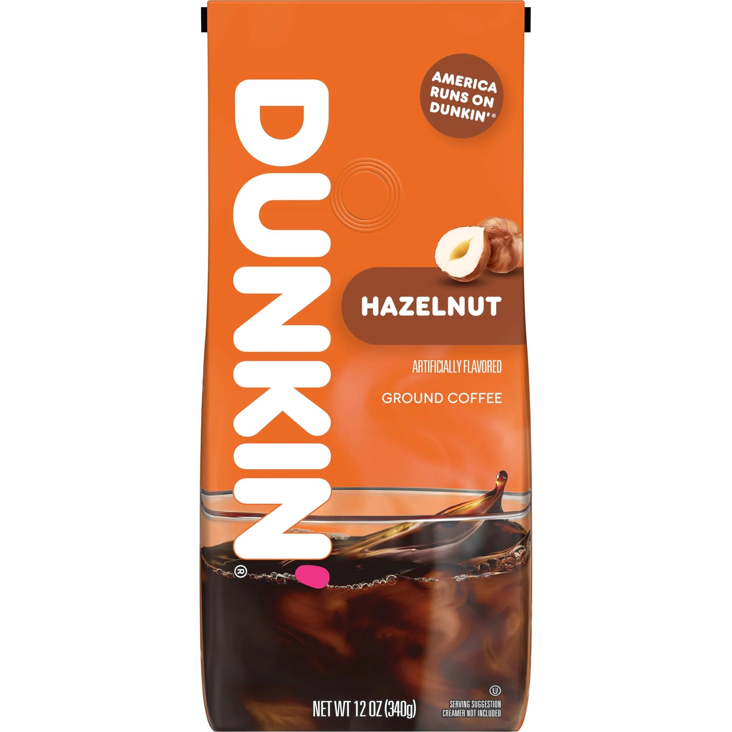 Dunkin' Donuts Midnight Dark Roast Ground Coffee 295ml (11 Oz) | Bold, Rich Flavor — Hazelnut / 12 Ounce
