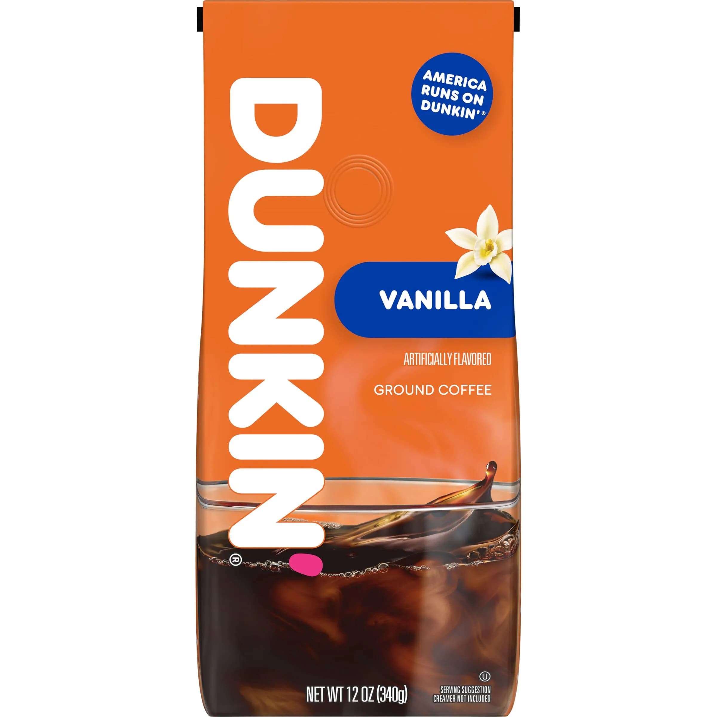 Dunkin' Donuts French Vanilla Ground Coffee 340g (12 Oz) | Medium Roast with Smooth Vanilla Flavor - main product image