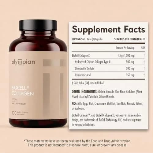 Olympian Labs Biocell Collagen II 1500mg Capsules | Supports Skin & Joints, 100 Capsules thumbnail 2