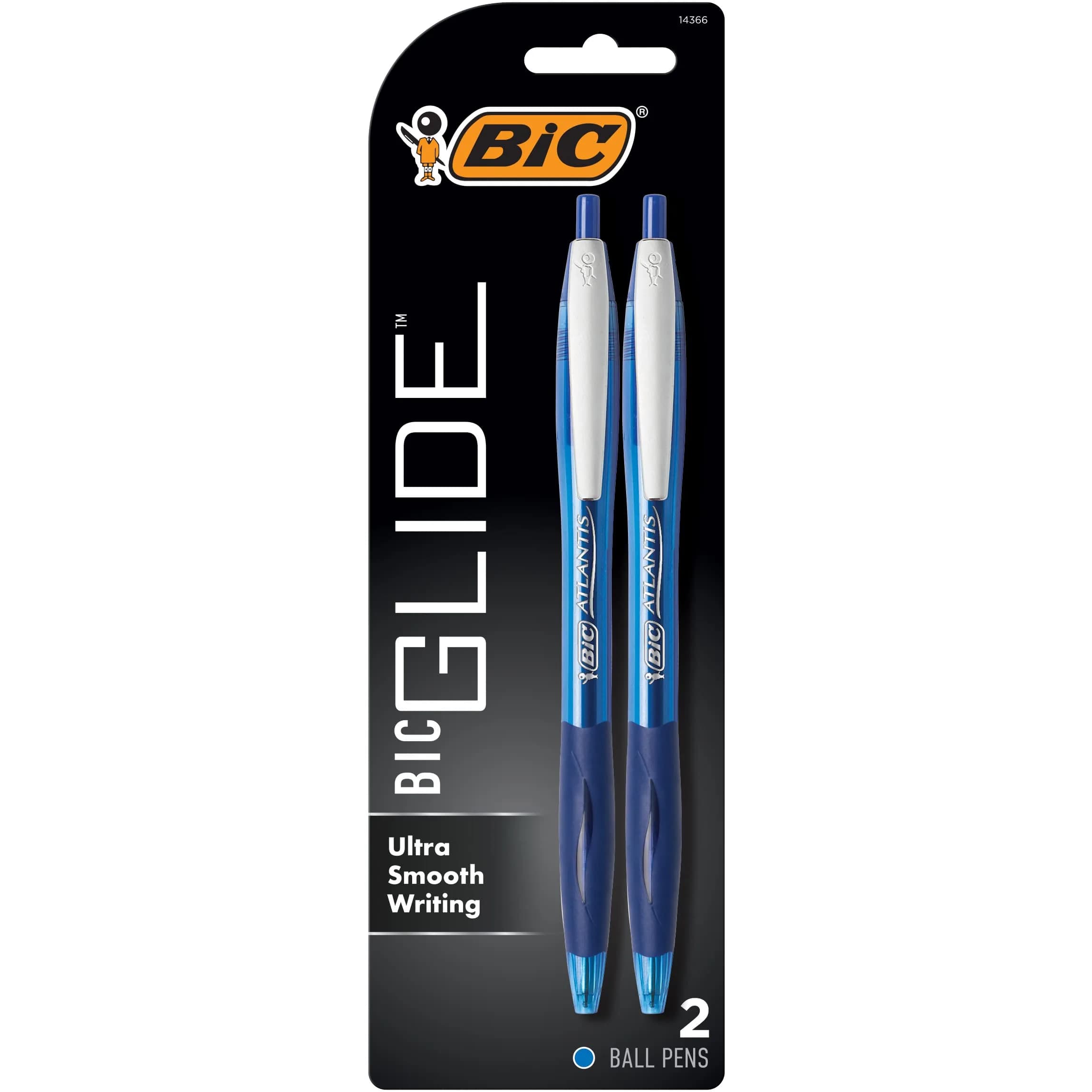 BIC Glide Retractable Ballpoint Pens Black 1.0mm Medium Point 4-Count | Smooth Writing & Comfortable Grip — Blue