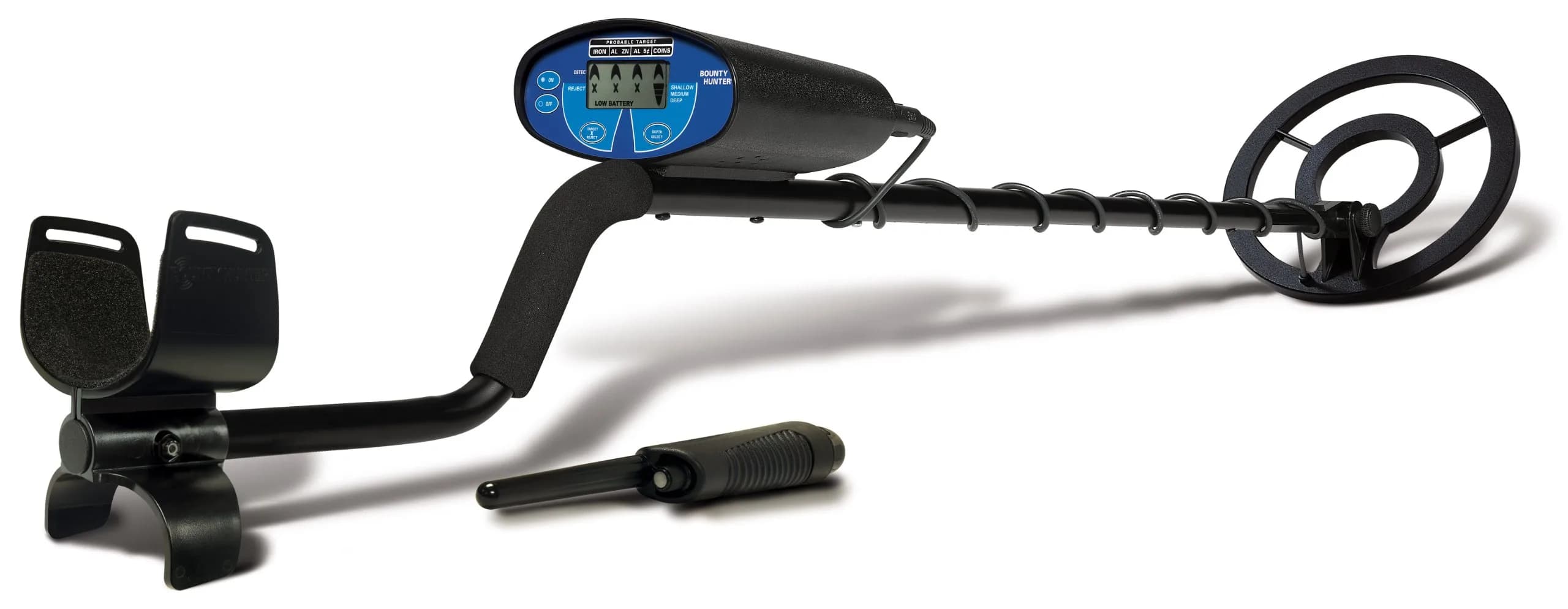 Bounty Hunter Quick Silver Metal Detector with Pinpointer | 8" Waterproof Coil, LCD Display, 1.9 lbs — Metal Detector