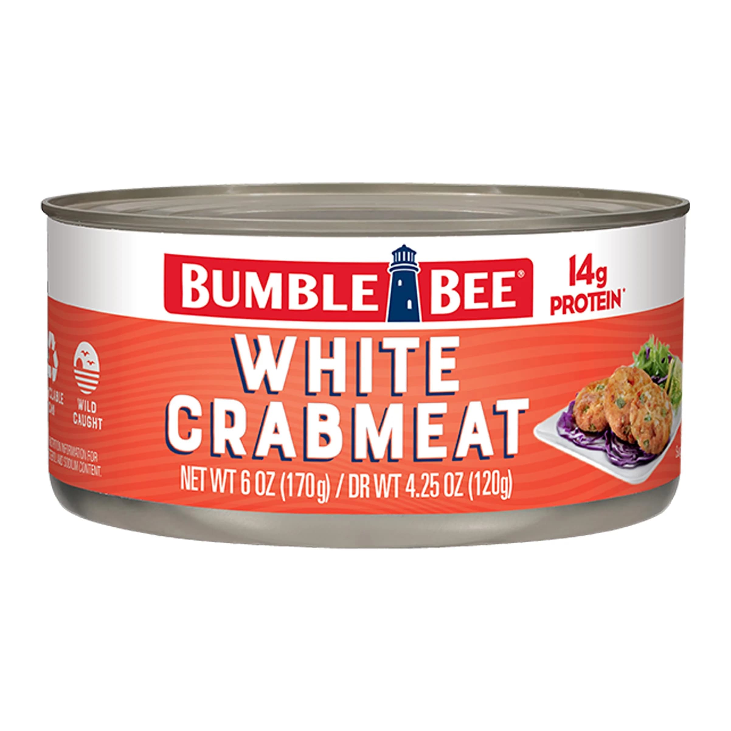 Bumble Bee White Flake Crab Meat in Water, 6 oz (170g) | High Protein, Low Carb Seafood - main product image