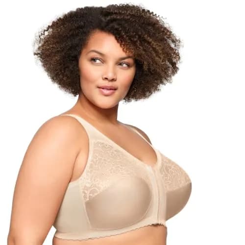 Glamorise Plus Size MagicLift Front-Closure Support Bra Wirefree 40D Blush thumbnail 7
