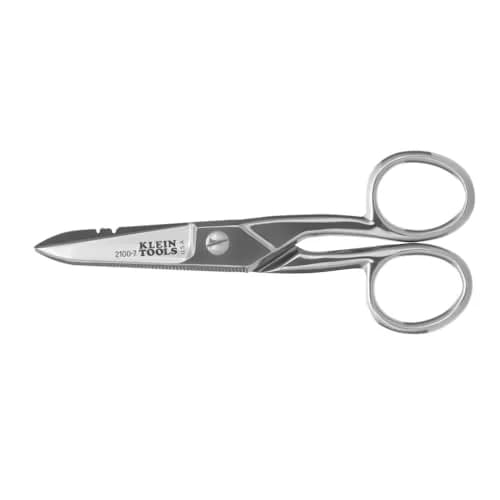 Klein Tools 2100-7 Electrician Scissors 5.25-Inch Nickel-Plated | Heavy-Duty USA Craftsmanship thumbnail 1