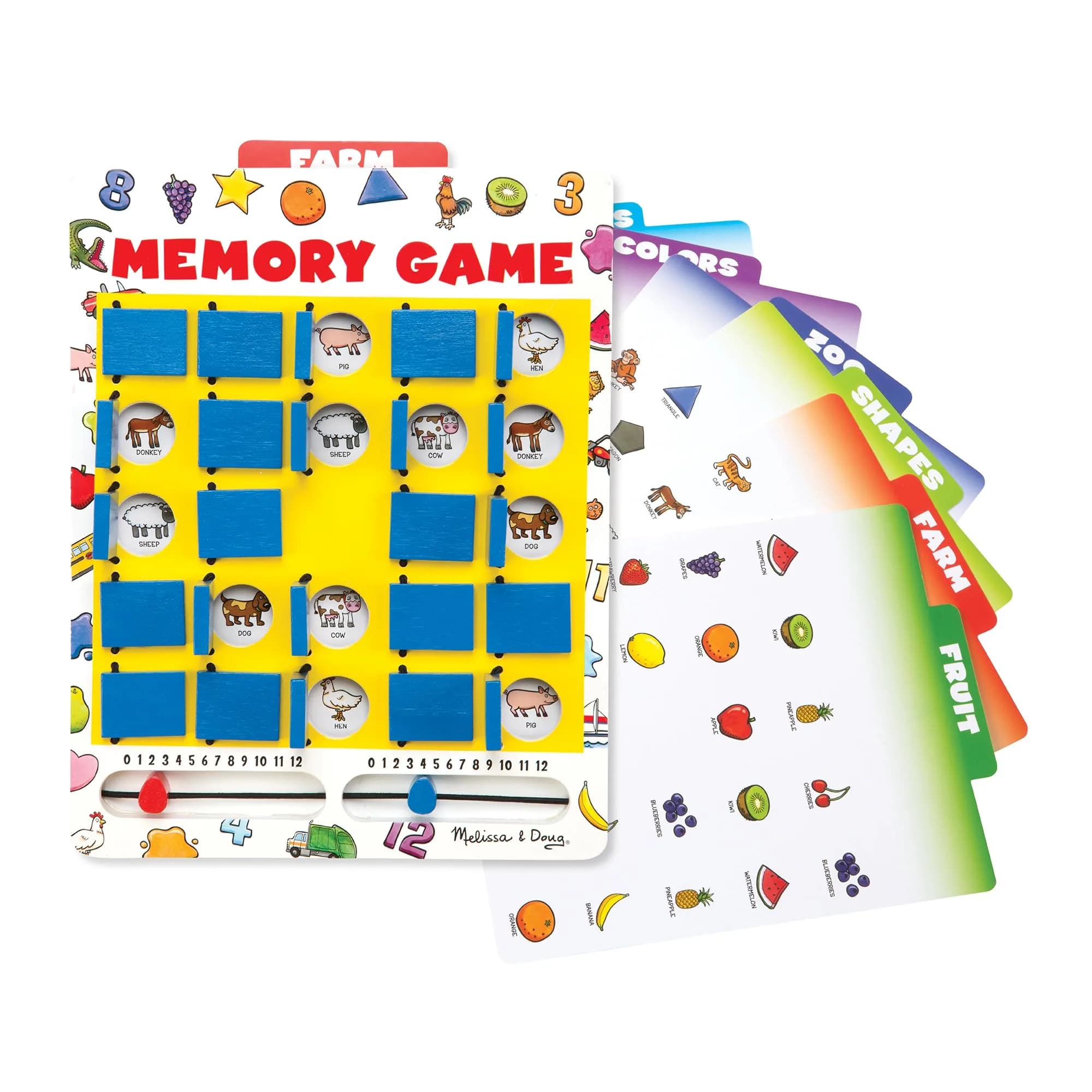 Melissa & Doug Flip-to-Win Portable Wooden Travel Game Board with 25 Flaps & 7 Double-Sided Memory Game Cards for Kids 5+ | Screen-Free Fun - main product image