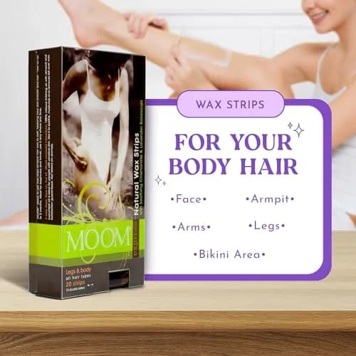 MOOM Ready to Use Wax Strips - Body & Legs - 20 Count | Natural Hair Removal for All Skin Types thumbnail 3