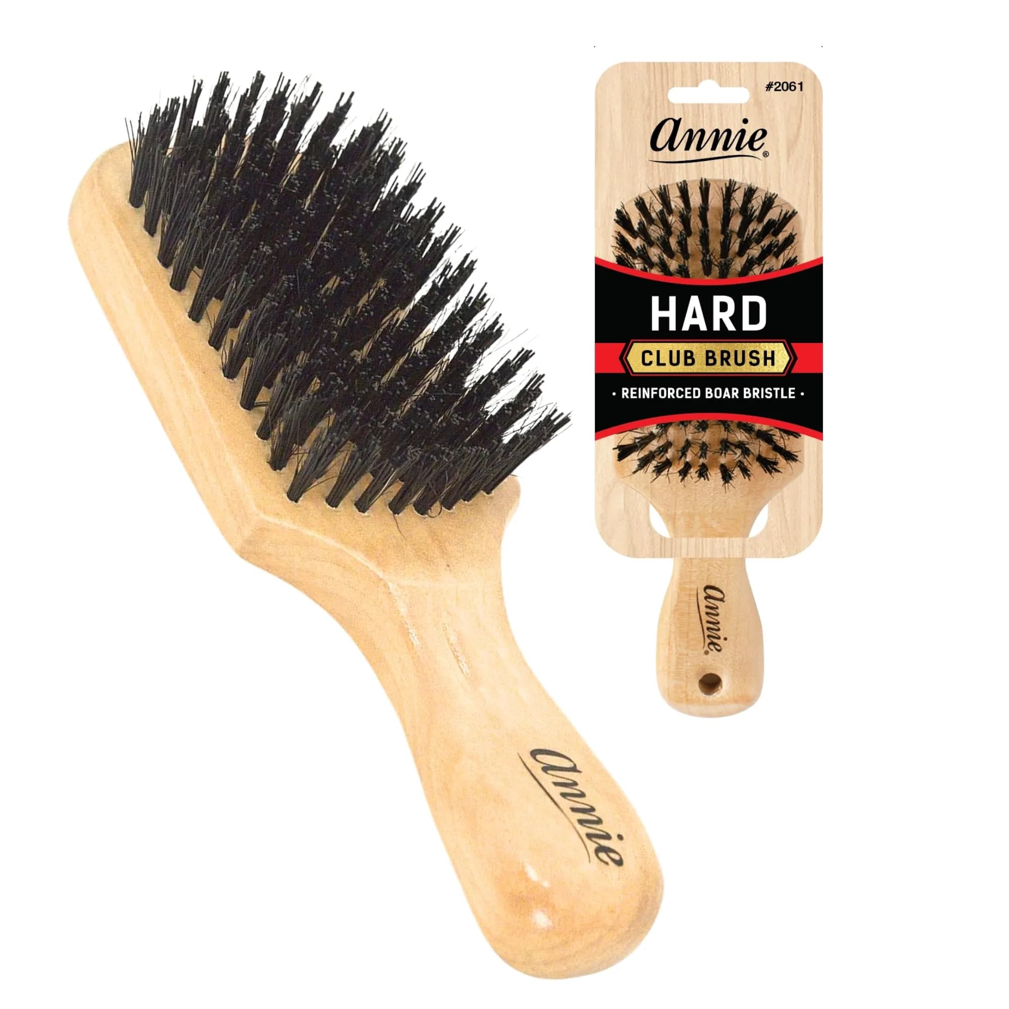 Annie Natural Boar Bristle Hard Club Brush | Reinforced Detangling Hairbrush for Wavy, Straight, Long & Short Hair | 7 Inch (Pack of 1) - main product image