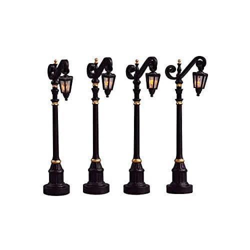 Lemax Colonial Street Lamp Set of 4 Battery Operated | Vintage Christmas Decor (approximately 10cm) thumbnail 2