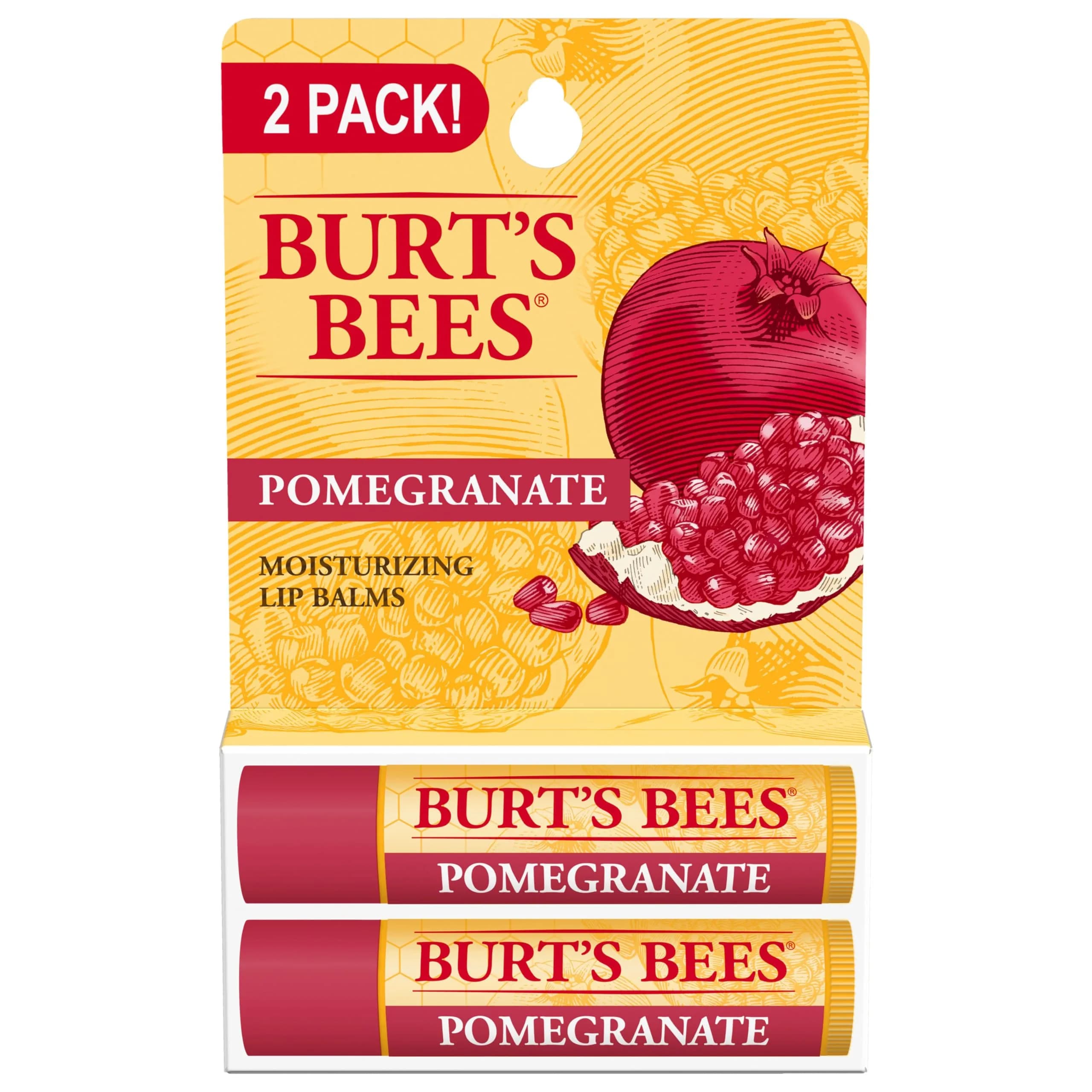 Burt's Bees Strawberry Tint-Free Lip Balm 2 Count | Natural Conditioning Lip Treatment — Pomergranate