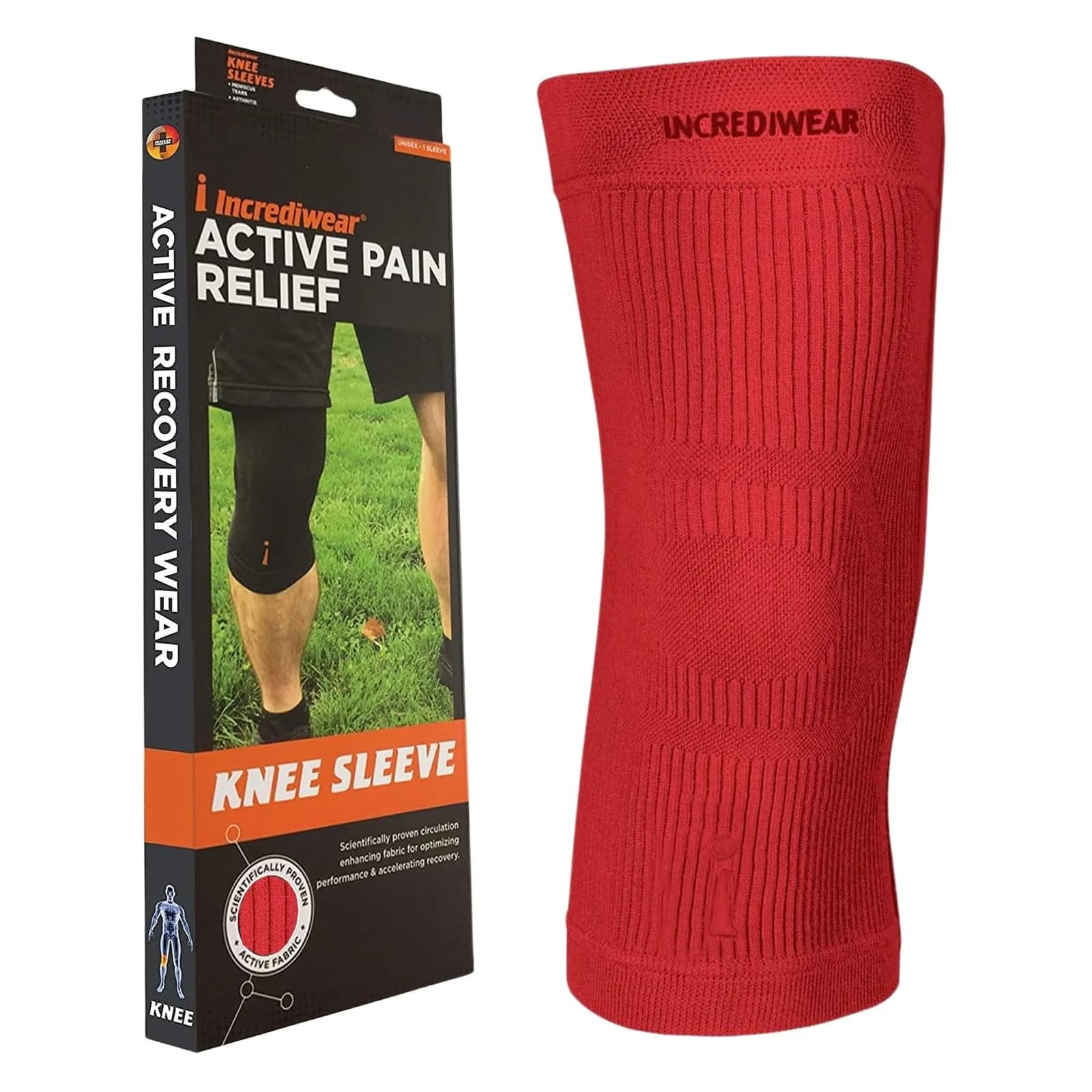 Incrediwear Red Knee Sleeve Large | Orthopedic Brace for Joint Pain Relief