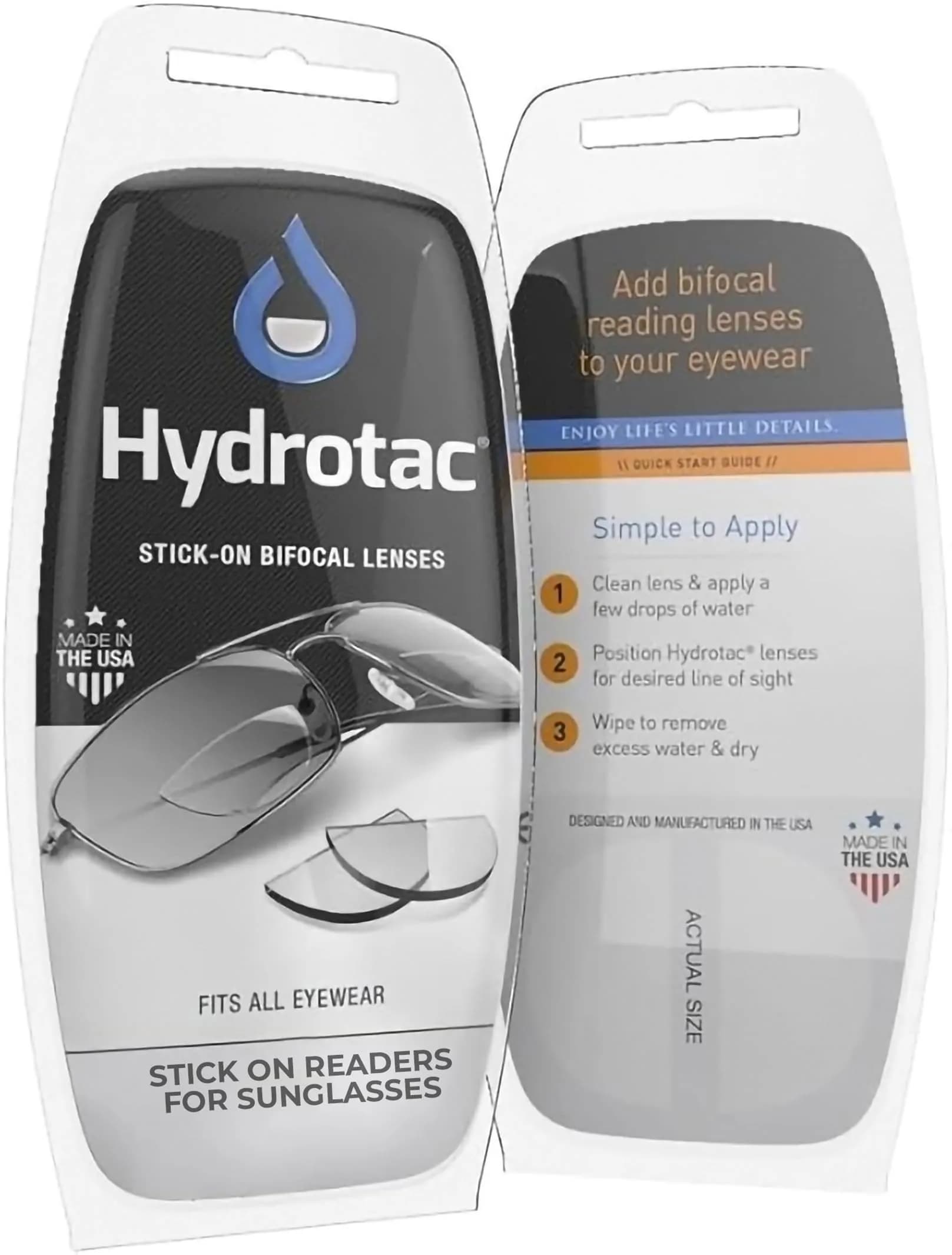 OPTX 20/20 HydroTac Stick-On Bifocals +2.00 Diopters | Invisible, Reusable Magnifying Lenses for Any Glasses - main product image