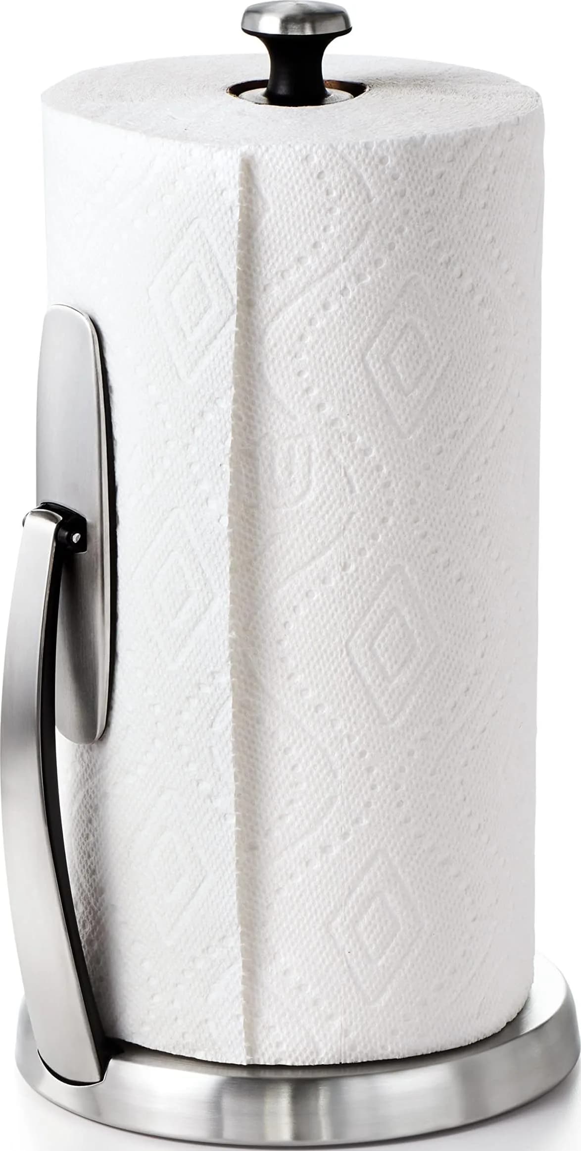 OXO Good Grips SimplyTear Paper Towel Holder Countertop for Kitchen | Stainless Steel, Freestanding, 1 Pack - main product image