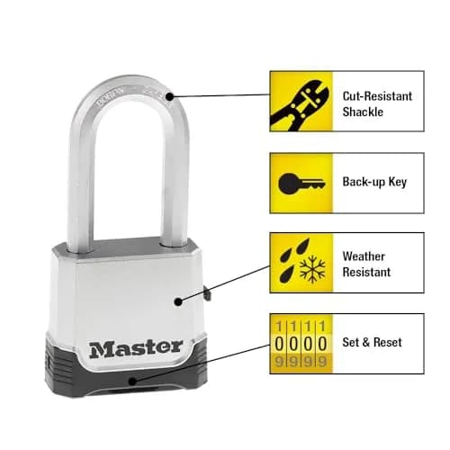 Master Lock Magnum Heavy Duty Combination Padlock 2" Zinc Body Weatherproof thumbnail 2