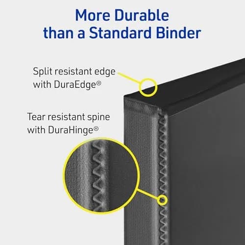 Avery Durable View 3 Ring Binder 1.5" Slant Rings Black 375 Sheets | Tear-Resistant DuraHinge Spine thumbnail 2
