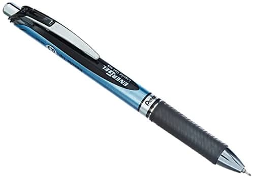 Pentel EnerGel Knock Ballpoint Pen 0.5mm Fine Tip, Blue Body with Black Accent | Smooth Ink Flow thumbnail 1