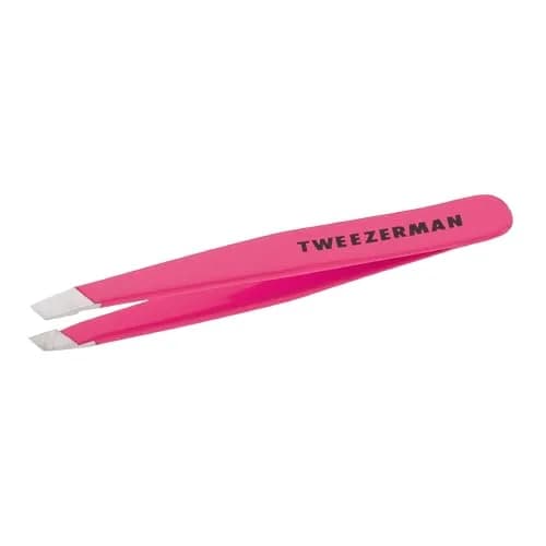 Tweezerman Mini Slant Tweezer Neon Pink | Precision Eyebrow Shaping Tool thumbnail 1
