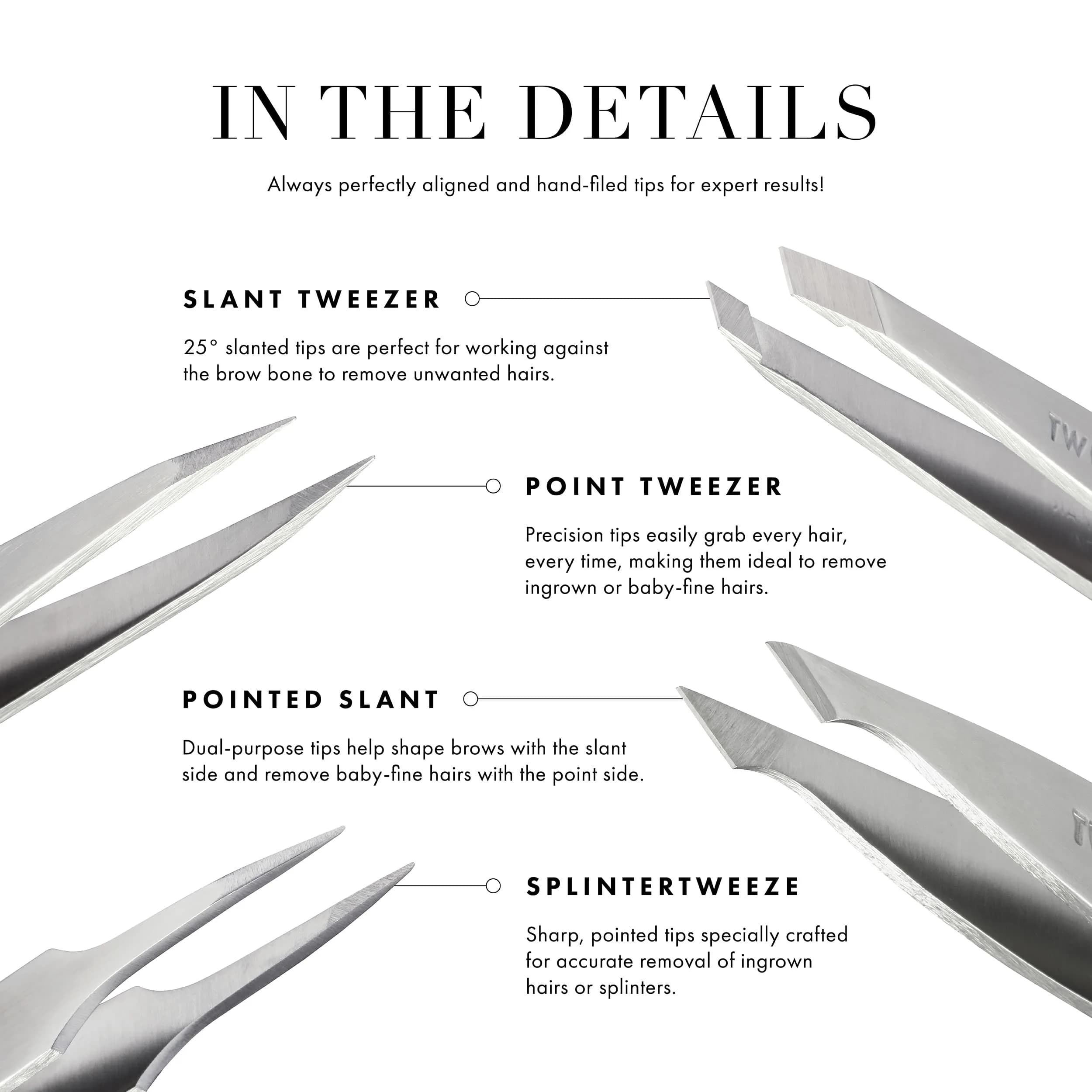 Tweezerman Mini Slant Tweezer Neon Pink | Precision Eyebrow Shaping Tool - view 3