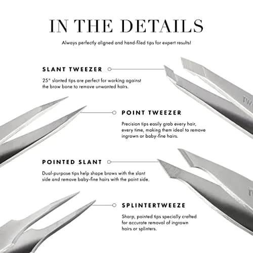 Tweezerman Mini Slant Tweezer Neon Pink | Precision Eyebrow Shaping Tool thumbnail 3