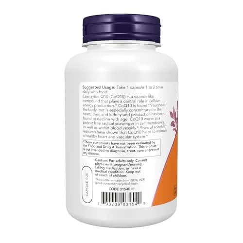 NOW CoQ10 60 mg 180 Veg Caps thumbnail 3