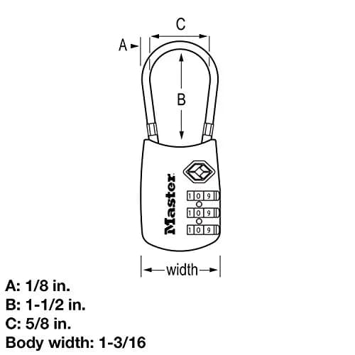 Master Lock TSA Approved Combination Luggage Lock 30mm Cable Lock | Set Your Own Combination thumbnail 5