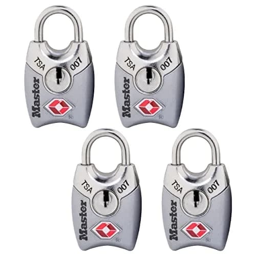 Master Lock TSA Approved Luggage Lock 4 Pack | Durable Metal Body & Shrouded Steel Shackle thumbnail 1