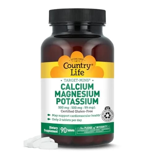 Country Life Target Mins - Calcium Magnesium Potassium 500mg/500mg/99mg | Mineral Support for Bone & Muscle (115c) thumbnail 1