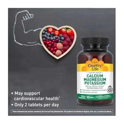 Country Life Target Mins - Calcium Magnesium Potassium 500mg/500mg/99mg | Mineral Support for Bone & Muscle (115c) thumbnail 4