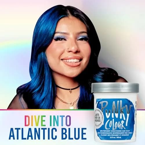 Punky Atlantic Blue Semi Permanent Hair Color 103ml (3.5 fl oz) | Vegan & Cruelty-Free Conditioning Hair Dye thumbnail 3