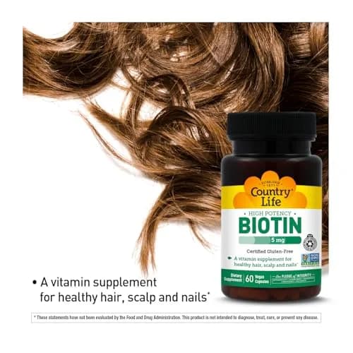 Country Life Biotin 5 mg for Hair, Scalp & Nails | Vegan Capsules for Healthy Hair & Nails thumbnail 4