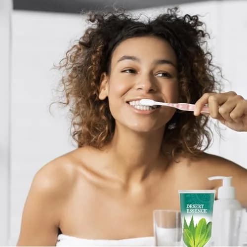 Desert Essence Tea Tree Oil and Neem Toothpaste, Wintergreen, 3 Pack | Fluoride-Free, Vegan, Fresh Breath (6.25 Oz x 3) thumbnail 3