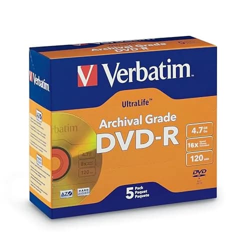 Verbatim UltraLife Gold DVD-R 4.7GB 120 Min 16X Write Speed Hard Coat Jewel Case (5 Pack) | Archival Grade Media thumbnail 1