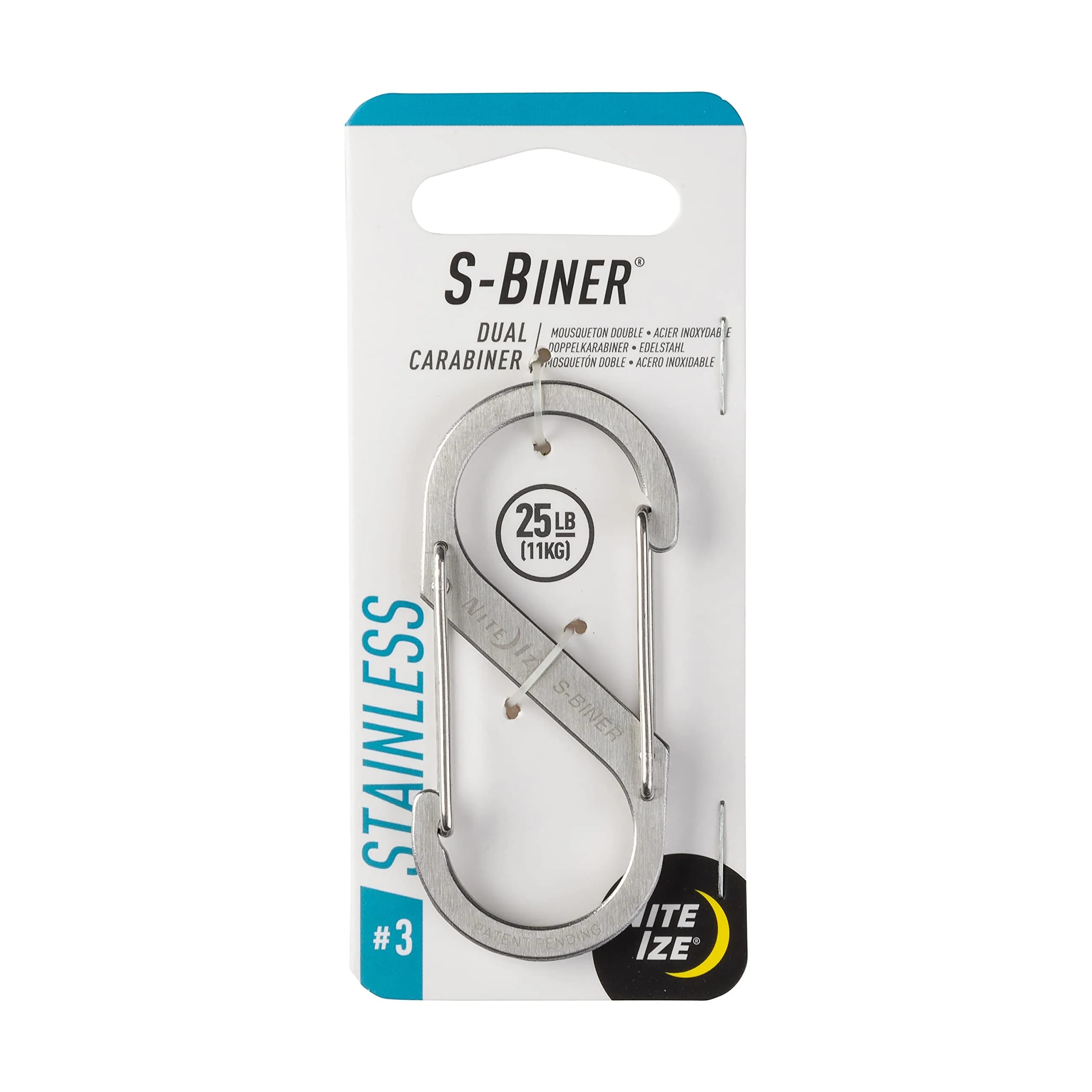 Nite Ize SB3-03-11 Size-3 S-Biner Dual Carabiner Stainless Steel | Durable Stainless Steel Performance - main product image