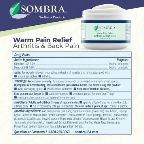 Sombra Warm Pain Relief Gel 8 oz (237 ml) | Natural Warming Muscle Comfort for Arthritis & Back Pain thumbnail 7