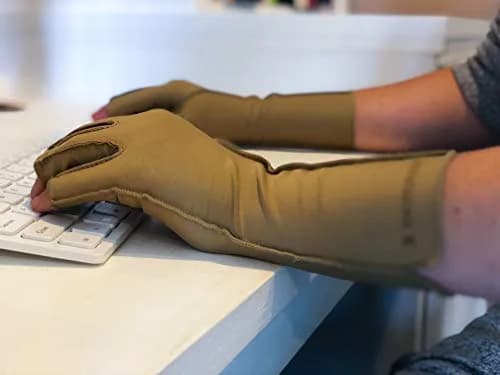 isotoner Open Finger Therapeutic Compression Gloves Small | Moderate Support for Hands thumbnail 3