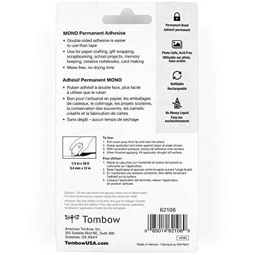 Tombow Mono Permanent Adhesive Applicator 1 Pack | Strong, Instant Bond for Paper & Photos thumbnail 7