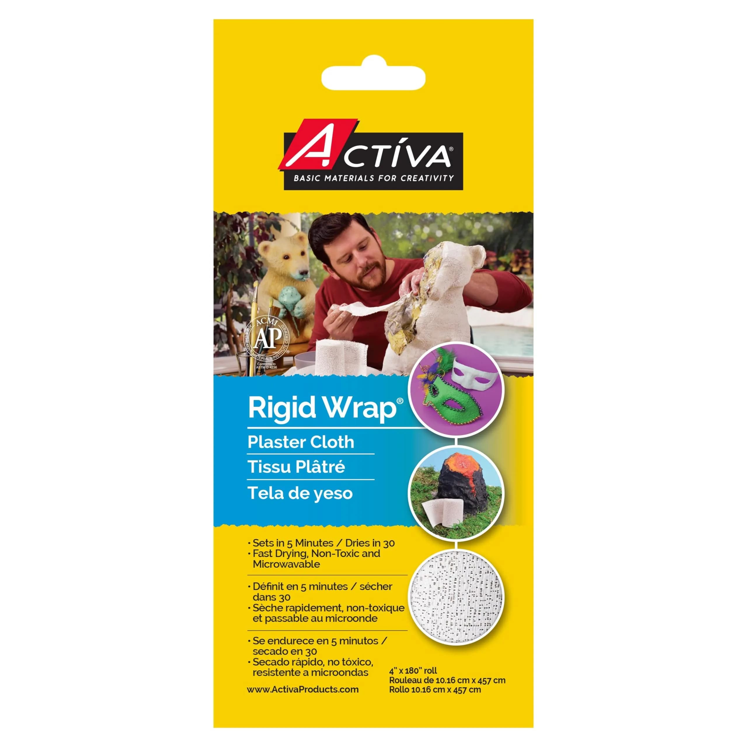 Activa Rigid Wrap Plaster Cloth 4-in x 180-in | Premium Sculpting Medium for Arts & Crafts — 4 X 180 inches