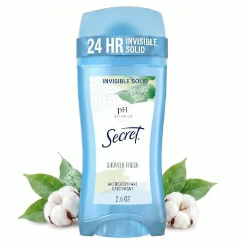 Secret Antiperspirant Deodorant for Women, Invisible Solid, 24 Hour Protection, pH Balanced, Shower Fresh Scent, 75g (2.6 oz) thumbnail 1