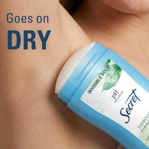 Secret Antiperspirant Deodorant for Women, Invisible Solid, 24 Hour Protection, pH Balanced, Shower Fresh Scent, 75g (2.6 oz) thumbnail 5