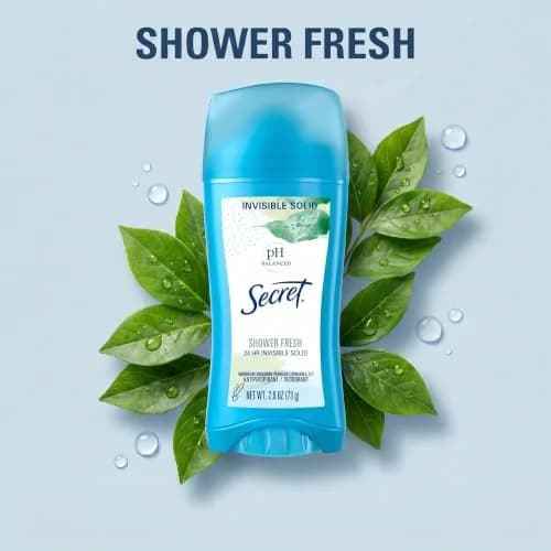 Secret Antiperspirant Deodorant for Women, Invisible Solid, 24 Hour Protection, pH Balanced, Shower Fresh Scent, 75g (2.6 oz) thumbnail 7