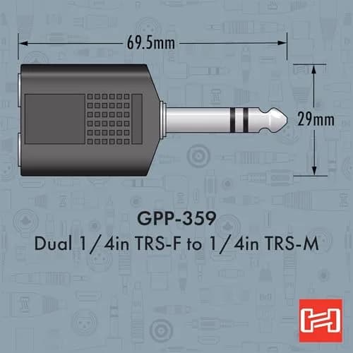 Hosa GPP-359 Dual 1/4" TRS Female to 1/4" TRS Male Adapter | Stereo Signal Splitter thumbnail 4