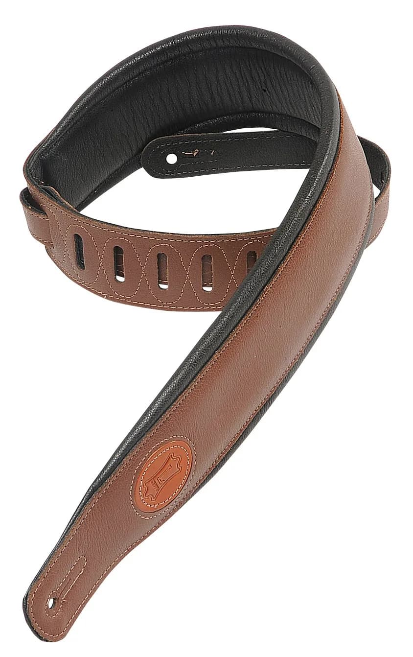 Levy's Signature Series Leather Guitar Strap 3" (7.6 cm) Brown | Adjustable 37"-51" (94-130 cm) Padded Comfort — Brown
