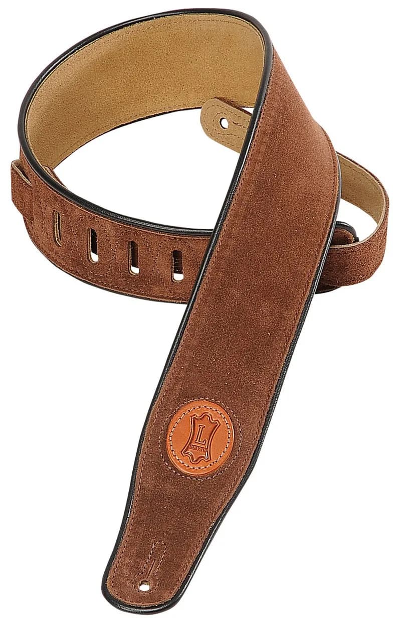 Levy's Leathers Signature Suede Series 2.5" Suede Leather Guitar Strap, Brown (MSS3-BRN) | Adjustable, Signature Series, Suede Leather - main product image