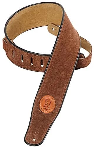 Levy's Leathers Signature Suede Series 2.5" Suede Leather Guitar Strap, Brown (MSS3-BRN) | Adjustable, Signature Series, Suede Leather thumbnail 1