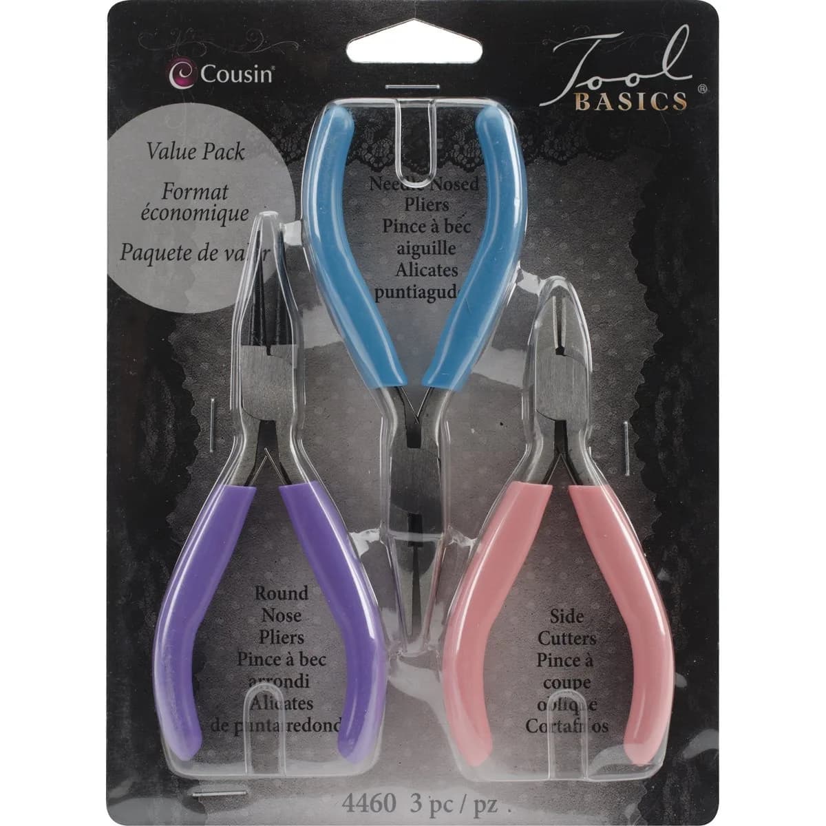 Cousin Jewelry & Craft Tool Kit 3-Piece | Jewelry Making Essentials with Heavy-Duty Pliers (Pack of 3) — Multicolor