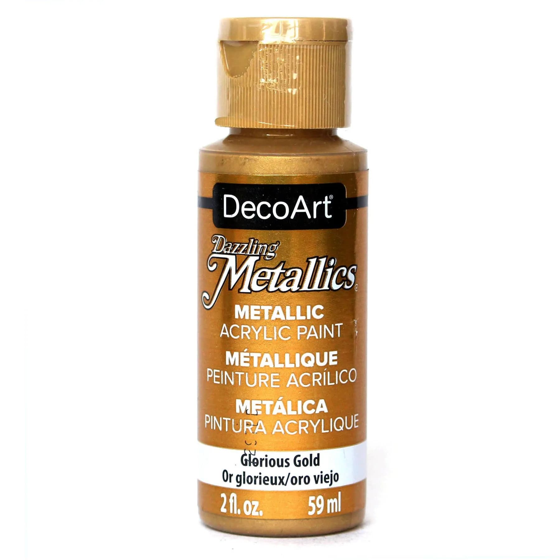 DecoArt Dazzling Metallics Acrylic Paint Shimmering Silver 59ml (2 Fl Oz) | ASTM D4236 Certified — Glorious Gold